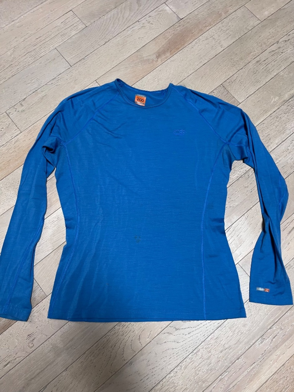 Icebreaker Womens Top XL Blue Merino 200 Body Fit Long Sleeve Base Layer Thermal